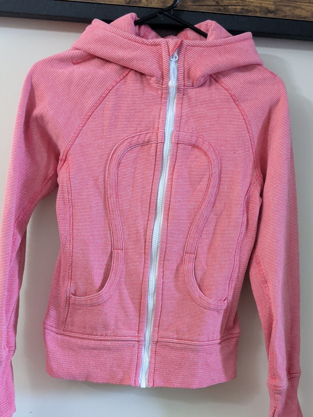 lululemon athletica RARE Pink Candy Stripped Scuba Hoodie